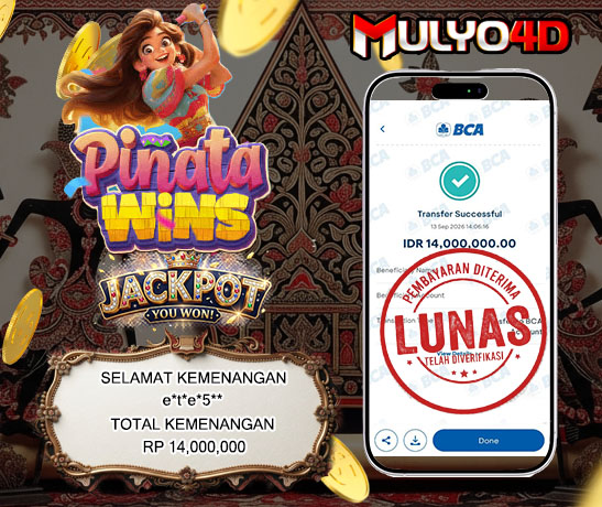 13 Sep 2026, Pukul 14:06:16 WIB, Selamat JP Pinata Wins Mulyo4d Rp. 14,000,000