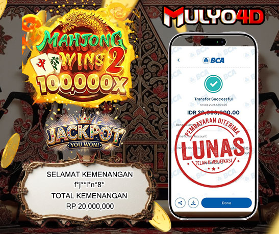 10 Sep 2026, Pukul 13:04:26 WIB, Selamat JP Mahjong Wins 2  Mulyo4d Rp. 20,000,000
