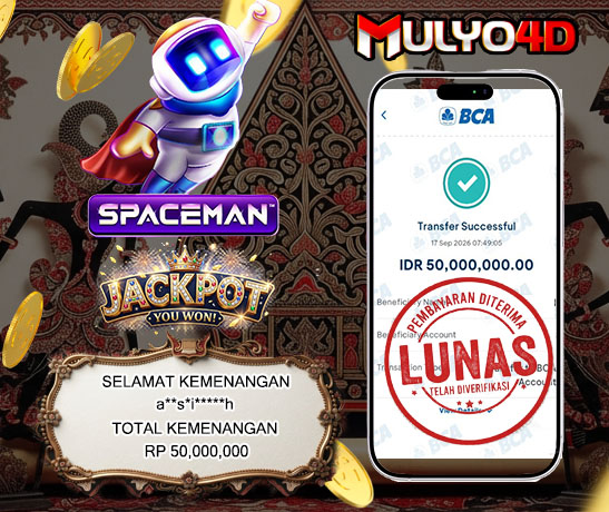 17 Sep 2026, Pukul 07:49:05 WIB, Selamat JP Spaceman Mulyo4d Rp. 50,000,000